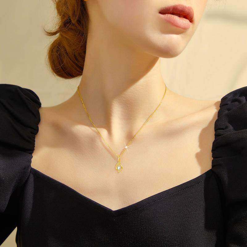 18K Gold Cubic Zirconia Infinite Symbol Pendant Necklace-2