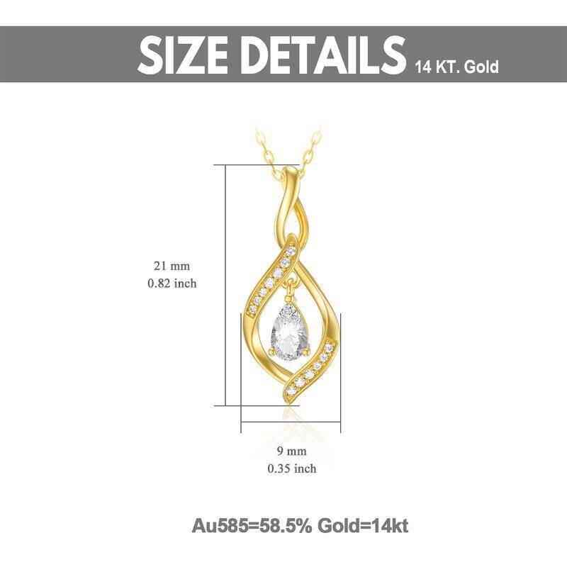 18K Gold Cubic Zirconia Infinite Symbol Pendant Necklace-3
