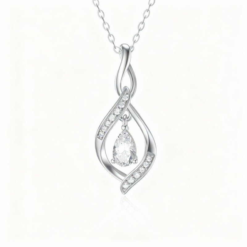 Collar con colgante de símbolo de infinito en oro blanco de 10 quilates con circonitas cúbicas-14