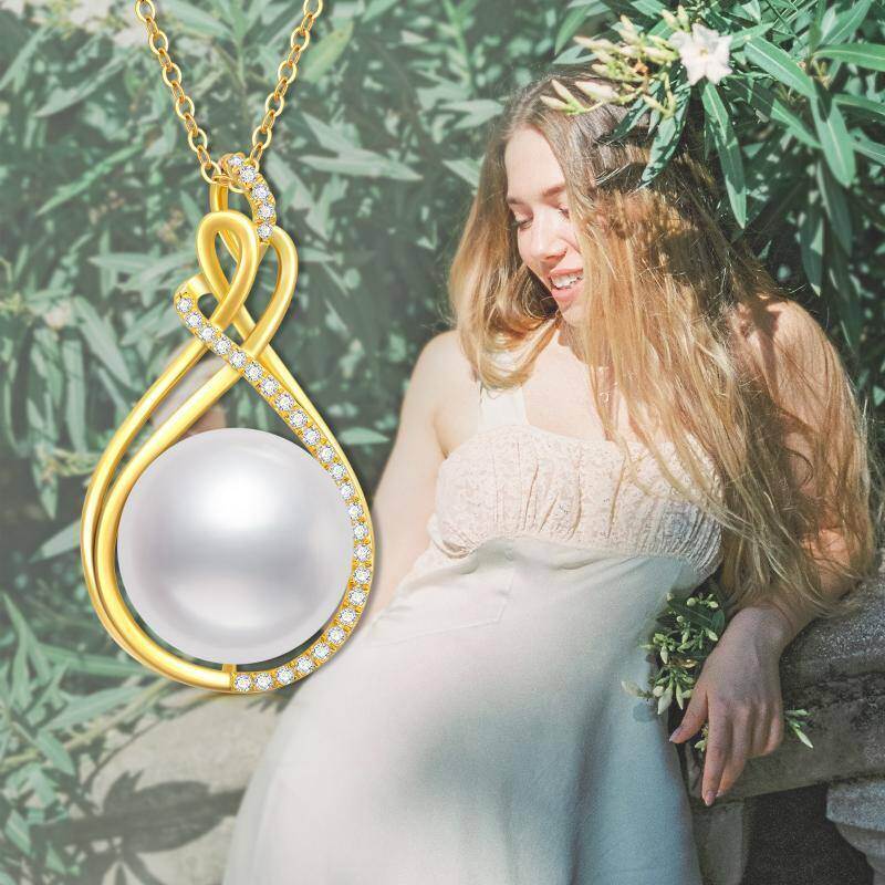 Collar con colgante de símbolo de infinito en oro blanco de 10 quilates con circonitas cúbicas-5