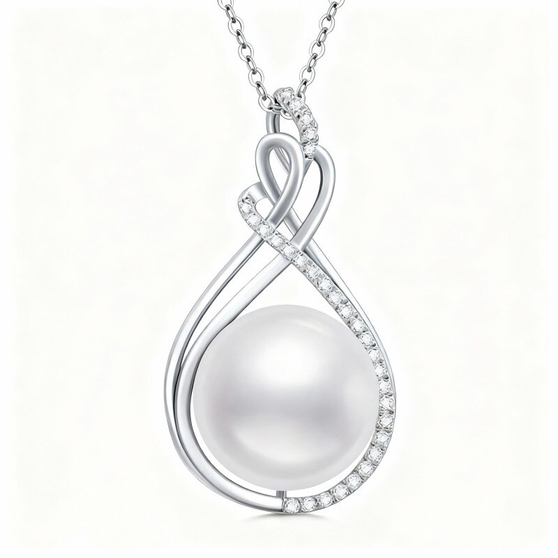 Collar con colgante de símbolo de infinito en oro blanco de 10 quilates con circonitas cúbicas-1