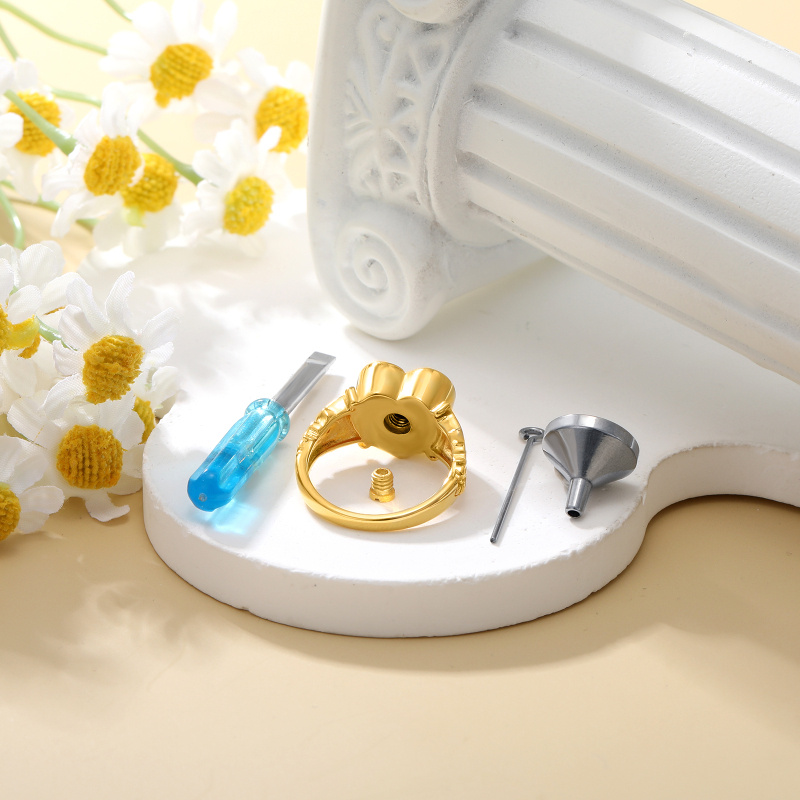 Urnenring in Herzform aus 10-karätigem Gold mit Zirkonia, verziert mit Efeumotiv, zur Aufbewahrung von Asche – für Damen-4