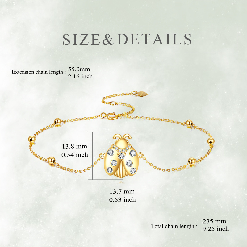 Marienkäfer-Charm-Armband aus 14-karätigem Gold mit Zirkonia-5