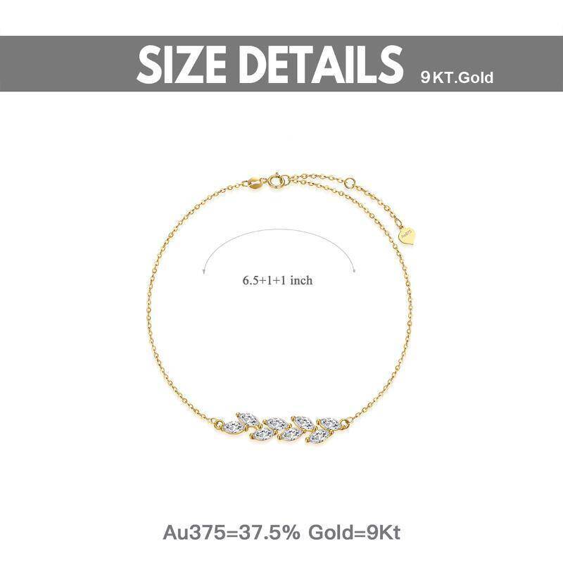 Pulsera con dije de hojas de oro blanco de 18 quilates y circonitas cúbicas-5