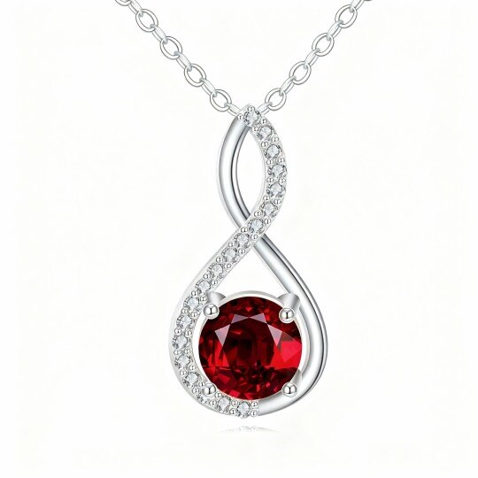 10K White Gold Cubic Zirconia & Moissanite Infinity Symbol Pendant Necklace