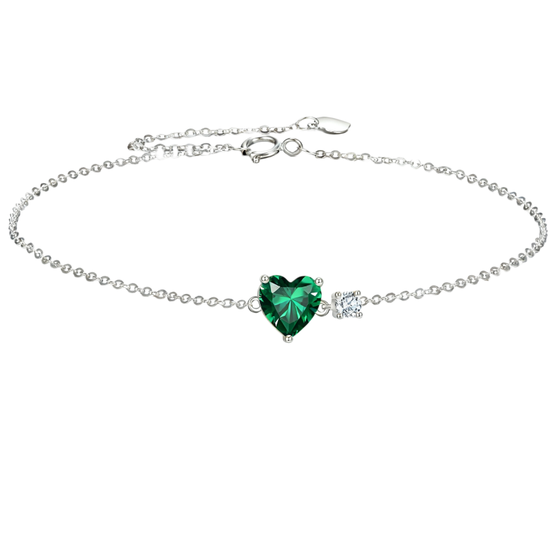 Personalisiertes Geburtsstein-Charm-Armband aus 10-karätigem Weißgold mit Zirkonia und Moissanit-1