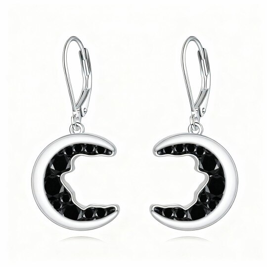 Серьги-подвески Moon с застежкой-рычагом из 10-каратного белого золота с кубическим цирконием