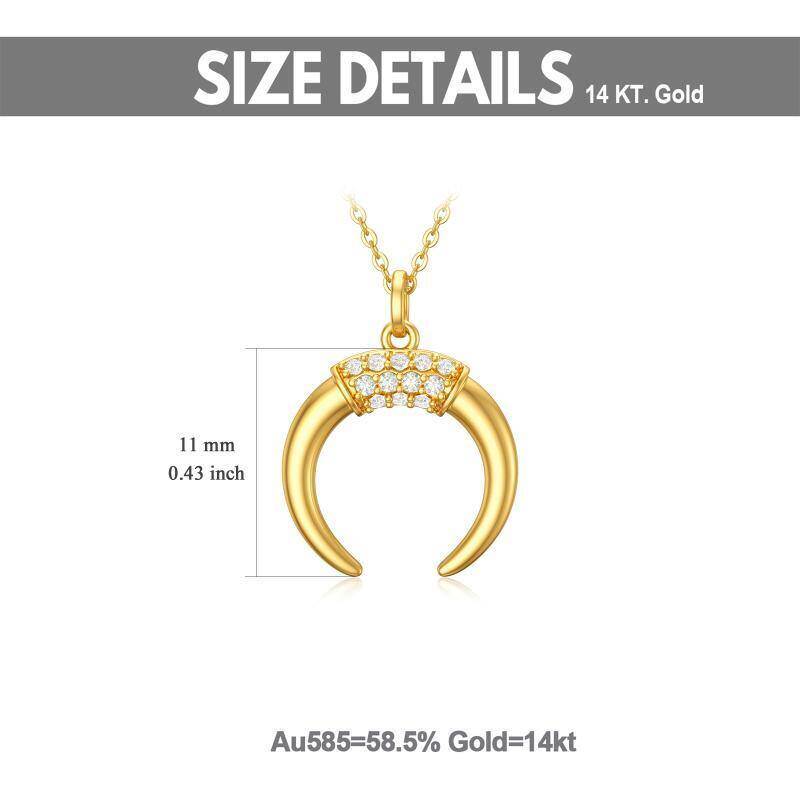 14K Gold Cubic Zirconia Moon Pendant Necklace-5