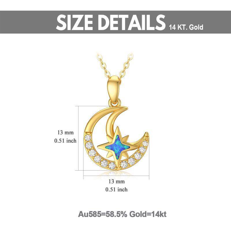 14K Rose Gold Cubic Zirconia Moon Pendant Necklace-5