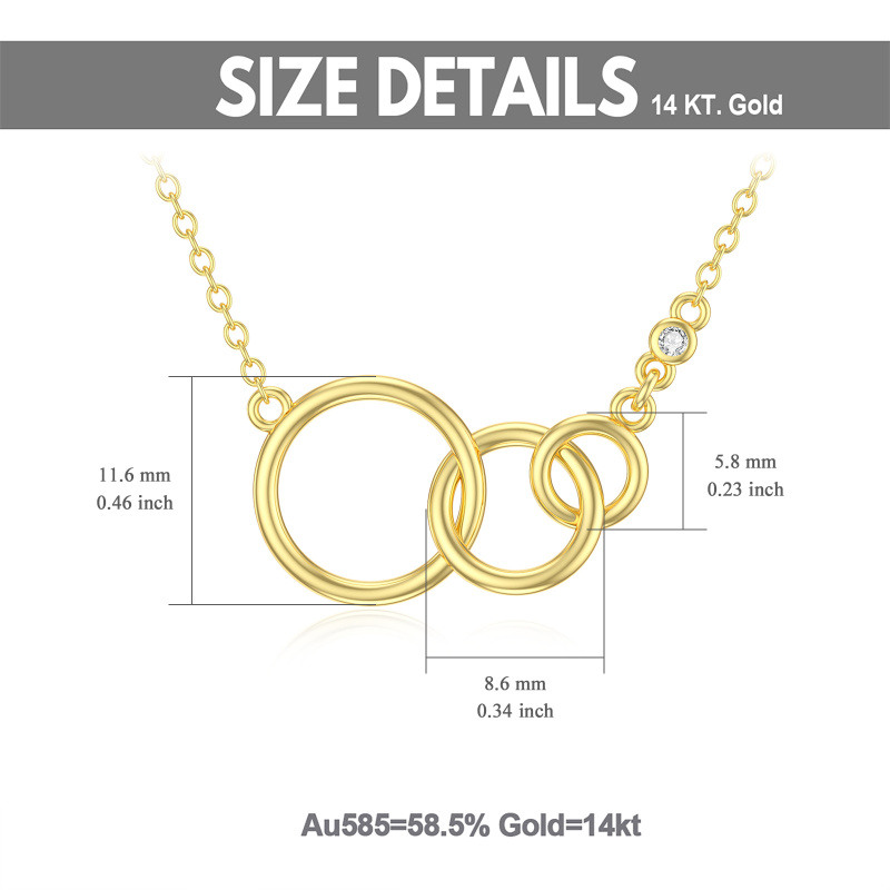 Collar con colgante de madre de circonita cúbica en oro de 14 quilates-3
