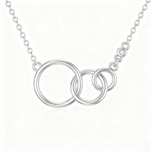Collar con colgante de madre de oro blanco de 10 quilates y circonitas cúbicas