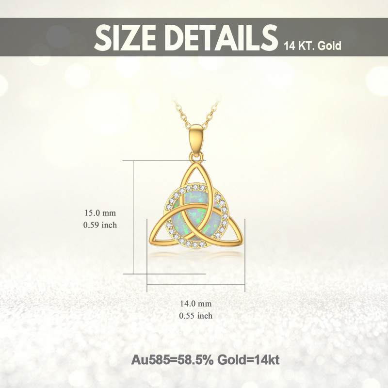 18K Gold Opal & Cubic Zirconia Celtic Knot Pendant Necklace-6