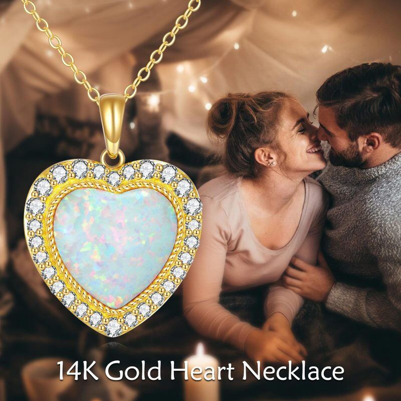 Herzanhänger aus 18-karätigem Gold mit Zirkonia und Opal-6