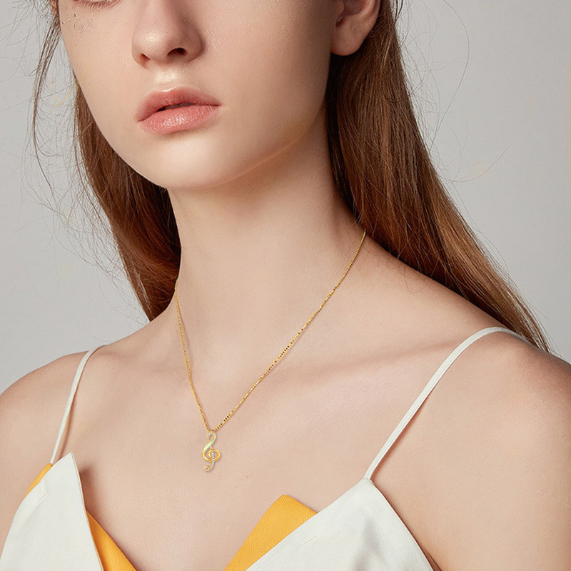 Halskette mit Anhänger aus 18-karätigem Gold mit Zirkonia und Opal-2