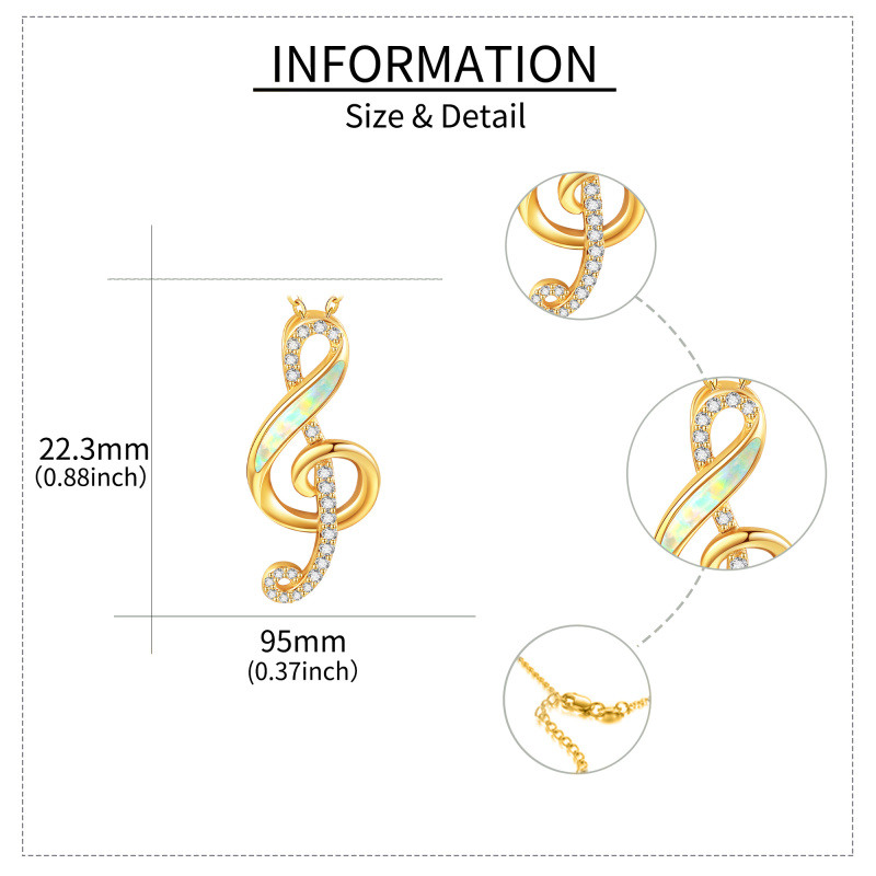 Halskette mit Anhänger aus 18-karätigem Gold mit Zirkonia und Opal-5