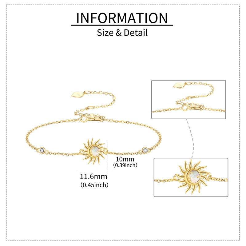 14K Rose Gold Cubic Zirconia & Opal Sun Charm Bracelet-5