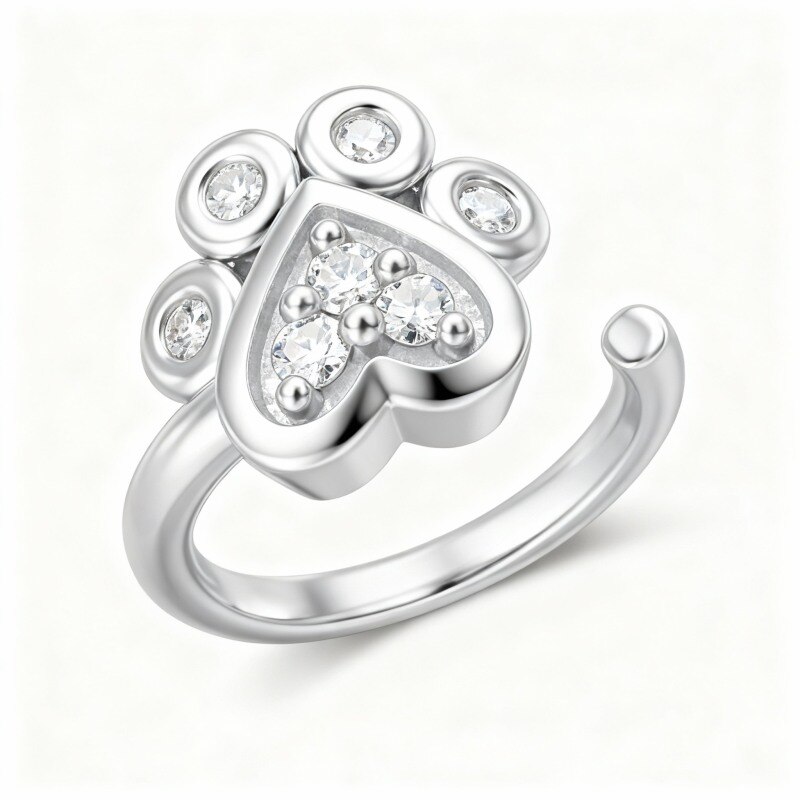 Anillo nasal de pata de oro blanco de 10 quilates con circonita cúbica-19