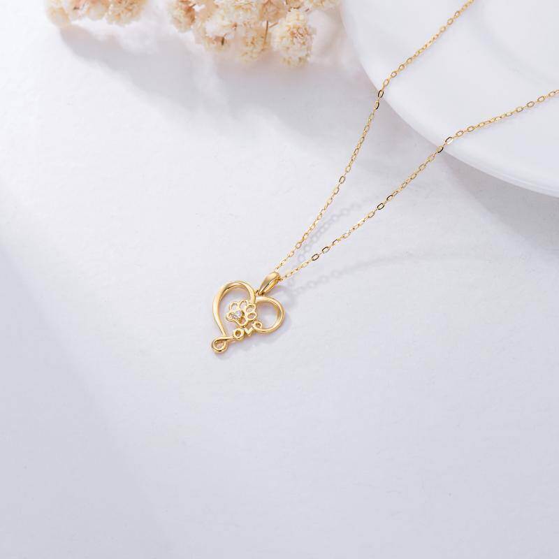 14K Gold Cubic Zirconia Paw Pendant Necklace-4