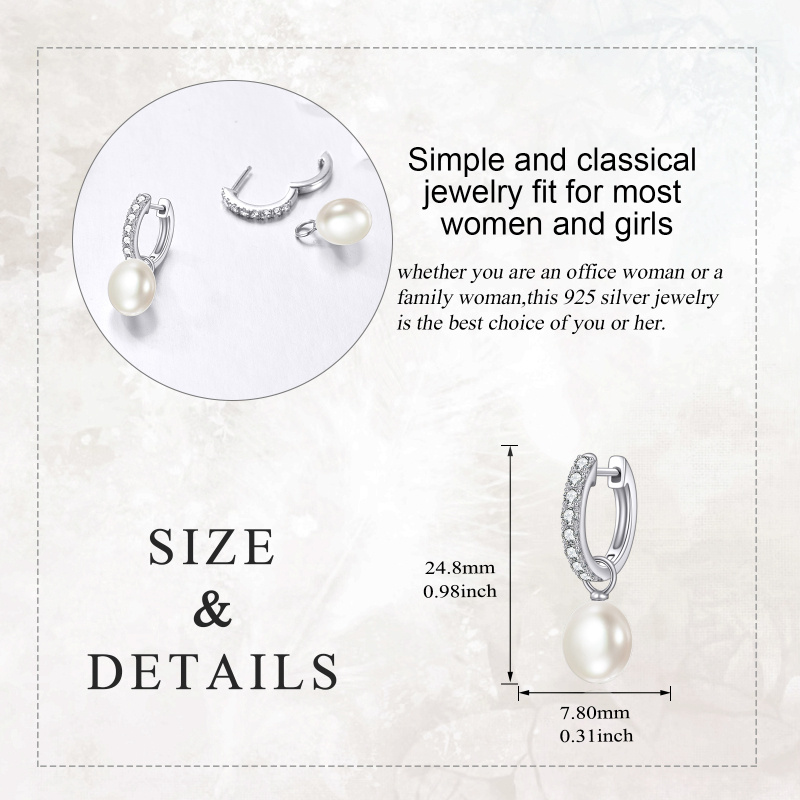 18K Gold Cubic Zirconia & Pearl Bead Drop Earrings-5