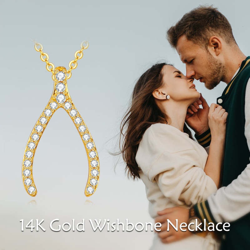18K Rose Gold Cubic Zirconia Pendant Necklace-6