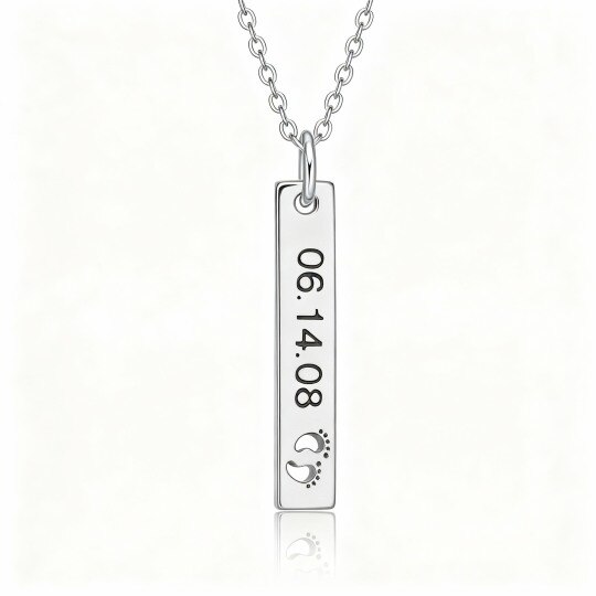 Personalisierte Geburtssteinkette aus 10-karätigem Weißgold mit Zirkonia