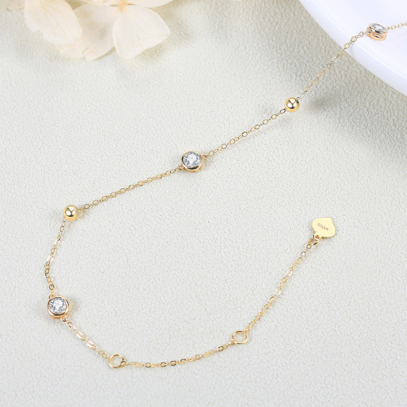 Personalisiertes Geburtsstein-Perlenarmband aus 18-karätigem Gold für Damen-4