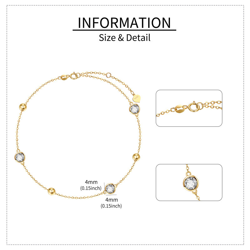 Personalisiertes Geburtsstein-Perlenarmband aus 18-karätigem Gold für Damen-5