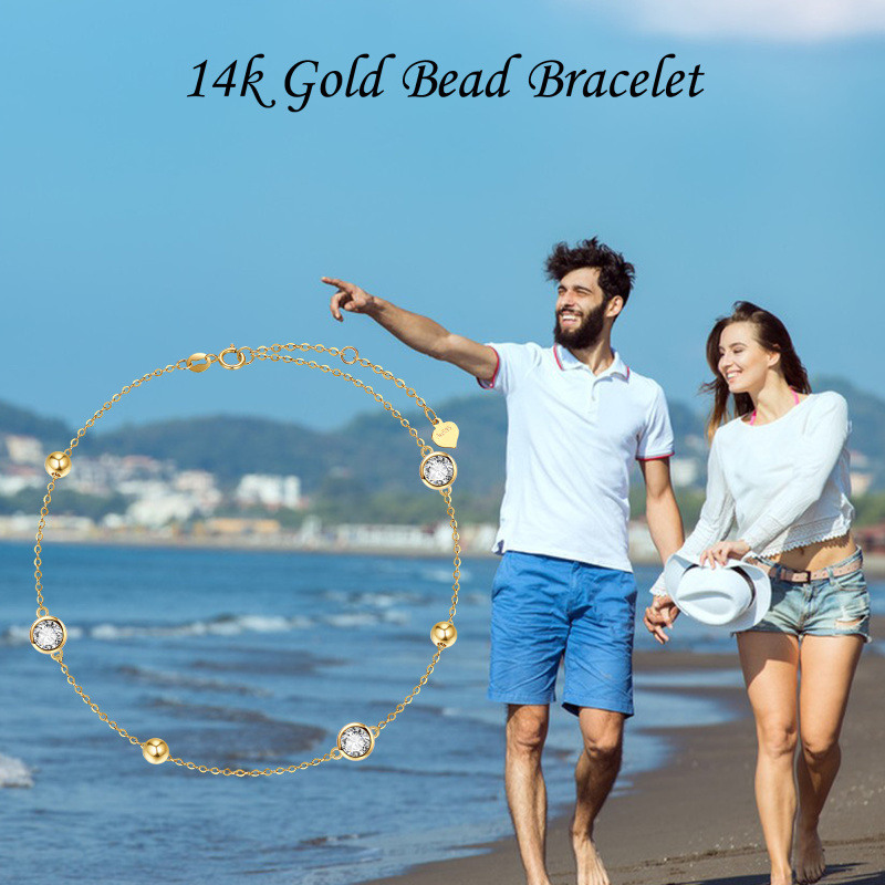 Personalisiertes Geburtsstein-Perlenarmband aus 18-karätigem Gold für Damen-6