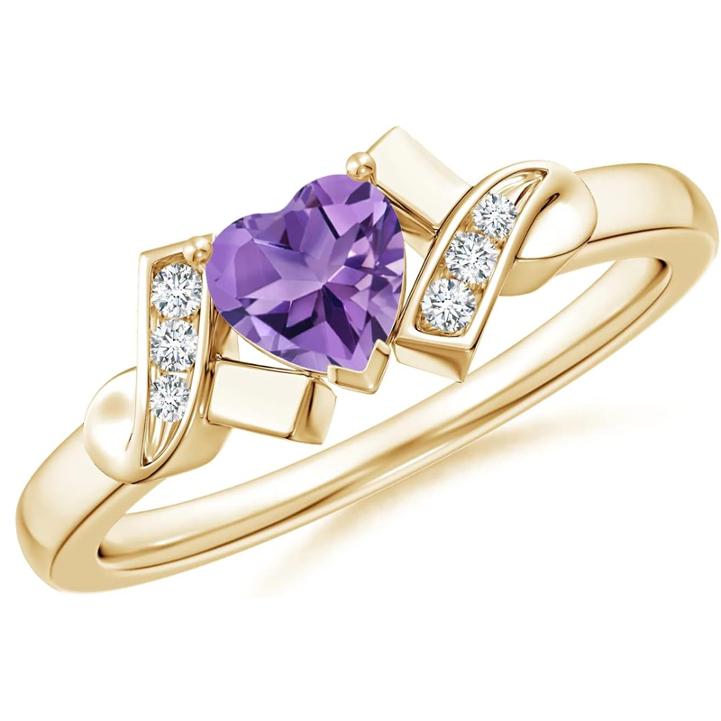 Bague en or 18 carats personnalisée avec pierre de naissance et nœud en forme de cœur pour femme-2