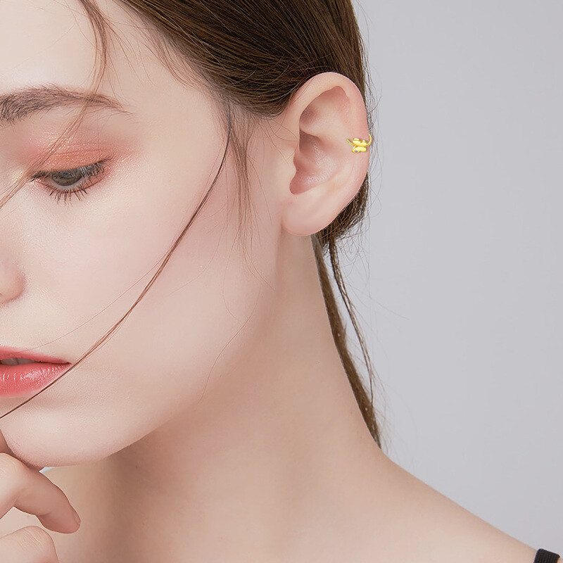 Piercing de nariz em forma de borboleta, em ouro de 18 quilates com zircónias cúbicas e pedra de nascimento personalizada.-3