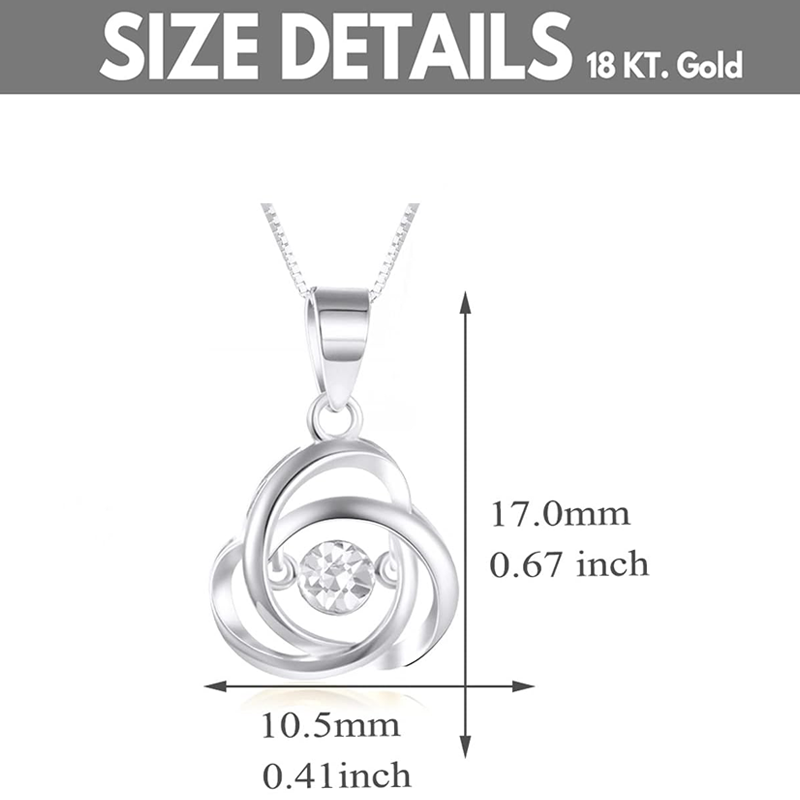 Collar de oro blanco de 14 quilates con nudo celta personalizado y piedra natal para mujer-5