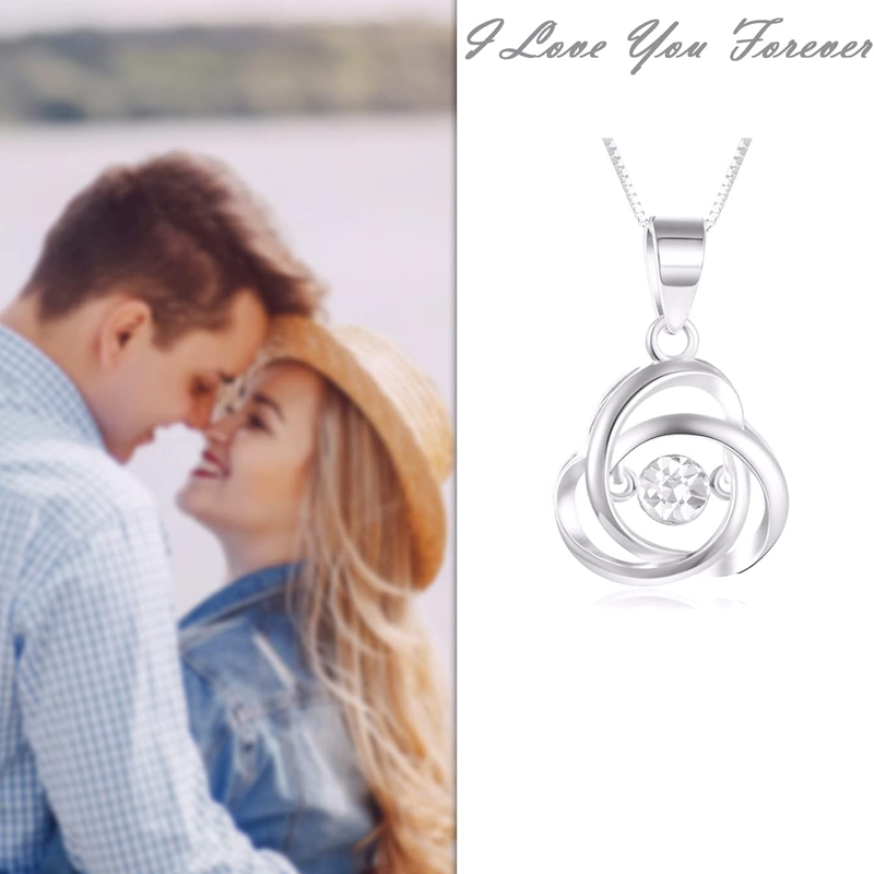 Collar de oro blanco de 14 quilates con nudo celta personalizado y piedra natal para mujer-6