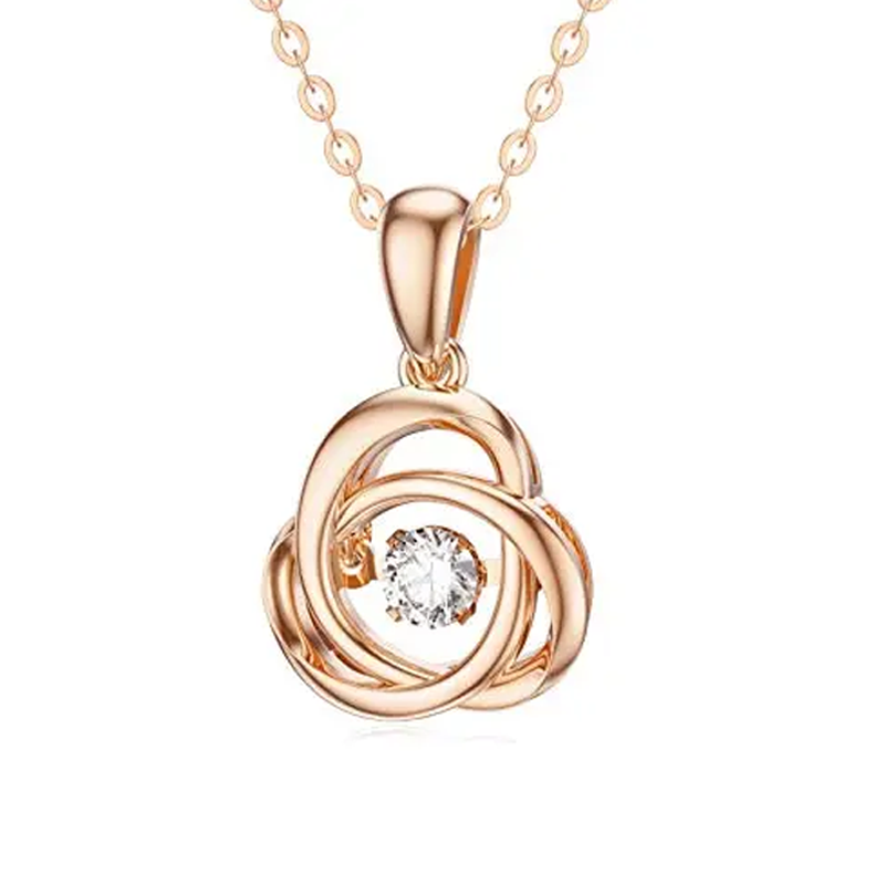 Collier personnalisé en or rose 10 carats avec pierre de naissance et nœud celtique pour femme-2