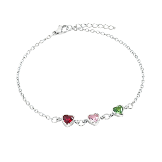 10K White Gold Cubic Zirconia Personalized Birthstone Charm Bracelet