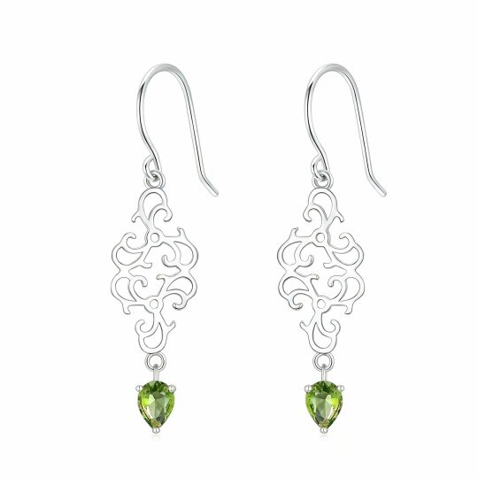 Boucles d'oreilles pendantes personnalisées en or blanc 10 carats et zircon cubique, serties de pierres de naissance.