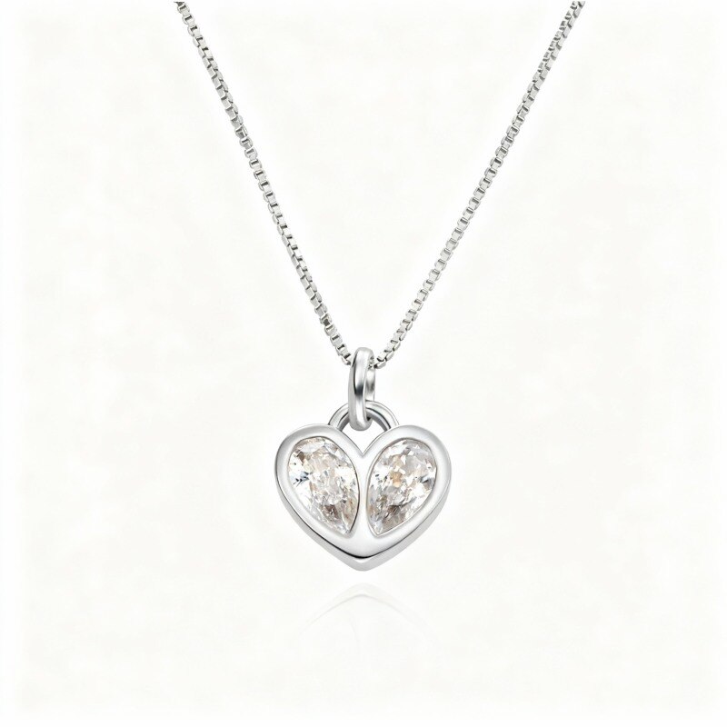 Collier pendentif personnalisé en or blanc 14 carats avec zircon cubique, pierre de naissance, grand-mère, mère, sœurs et cœur-1
