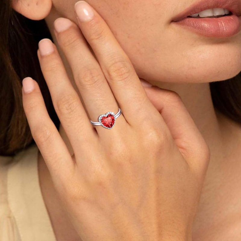 Personalisierter Geburtsstein-Herzring aus 18-karätigem Gold für Damen-2