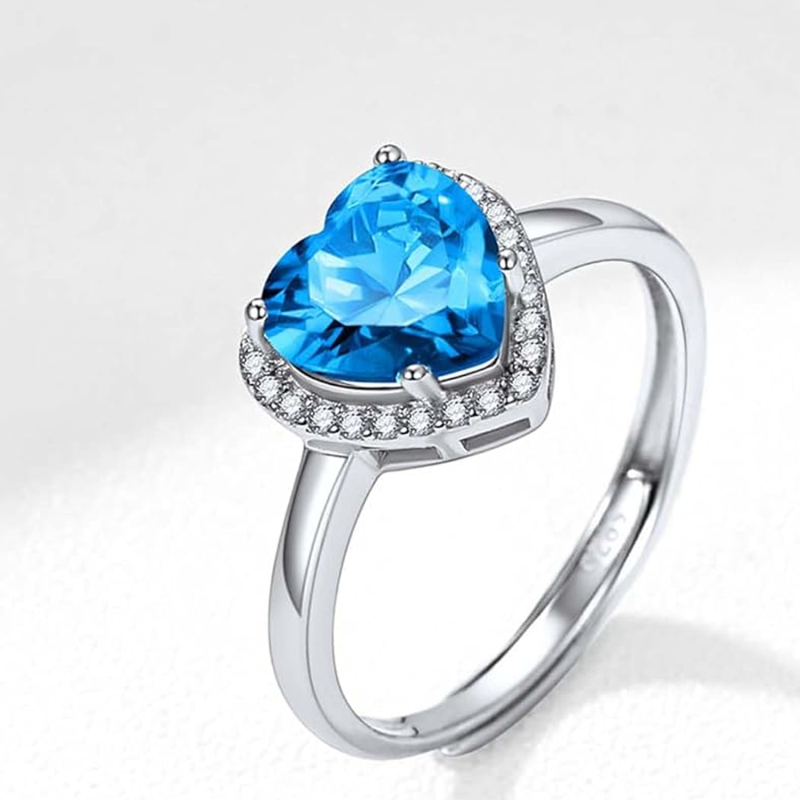 Personalisierter Geburtsstein-Herzring aus 18-karätigem Gold für Damen-4