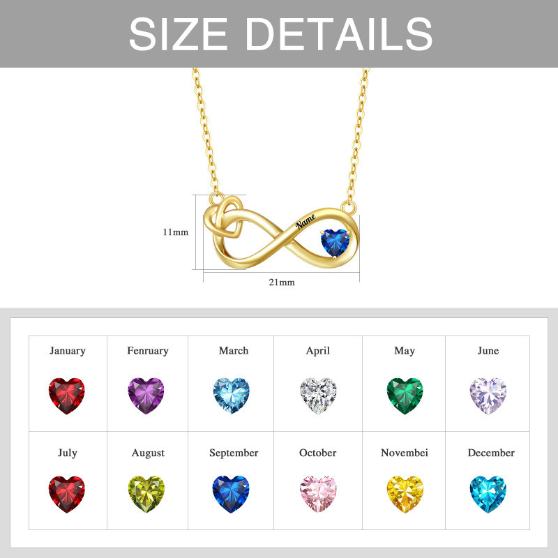 Collar con colgante de piedra natal personalizado de circonita cúbica en oro de 14 quilates-4