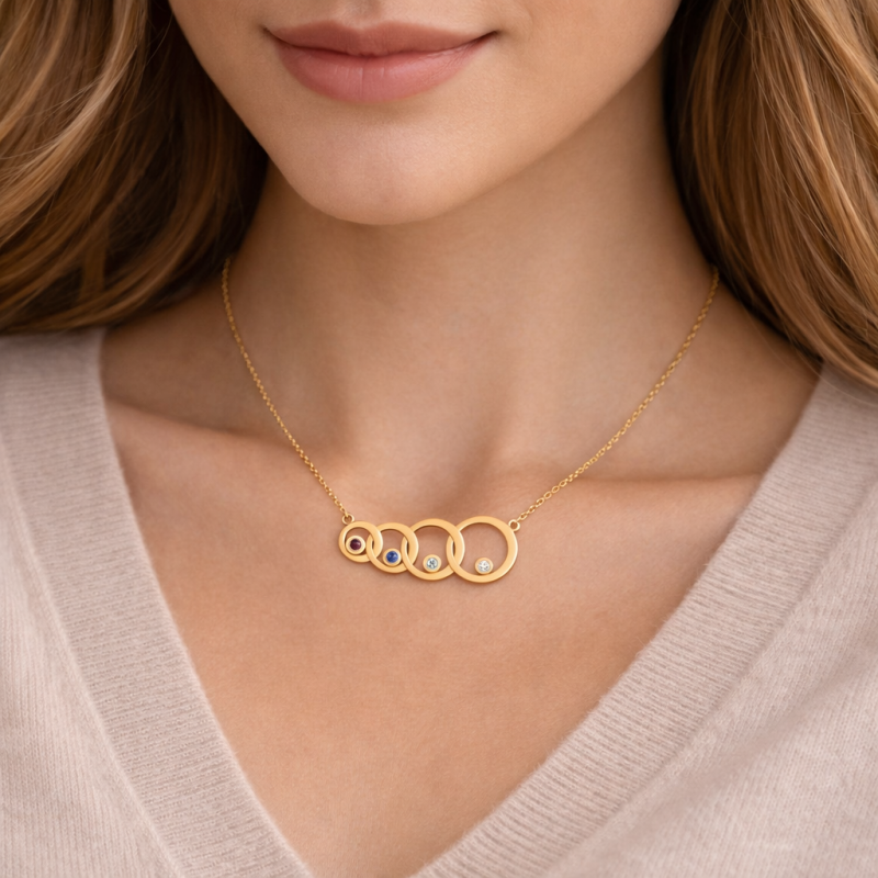 10K Rose Gold Cubic Zirconia Personalized Birthstone Pendant Necklace-2