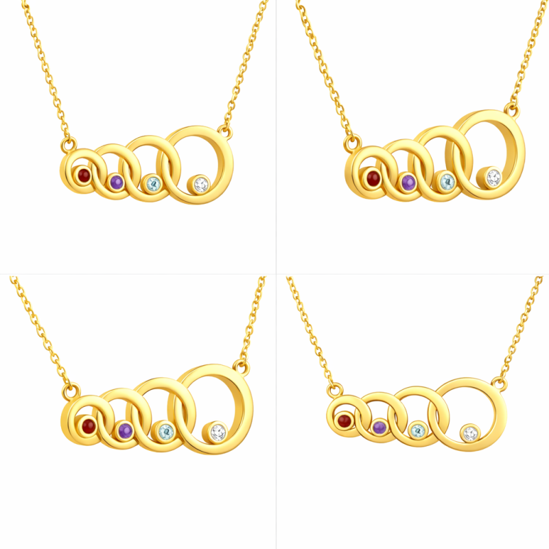 10K Rose Gold Cubic Zirconia Personalized Birthstone Pendant Necklace-3