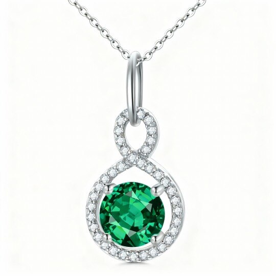 Collier pendentif personnalisé en or blanc 9 carats et zircon cubique, pierre de naissance