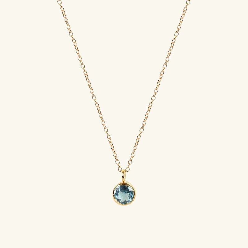 10K White Gold Cubic Zirconia Personalized Birthstone Pendant Necklace-3