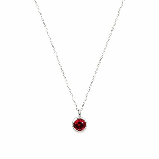 Collar con colgante de piedra natal personalizado de circonita cúbica en oro blanco de 10 quilates