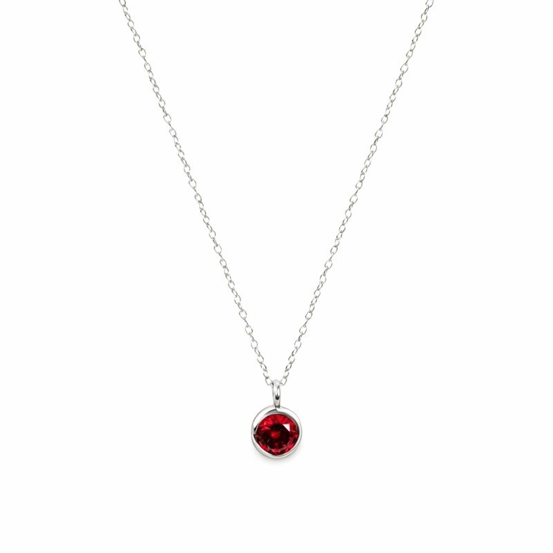 10K White Gold Cubic Zirconia Personalized Birthstone Pendant Necklace-1