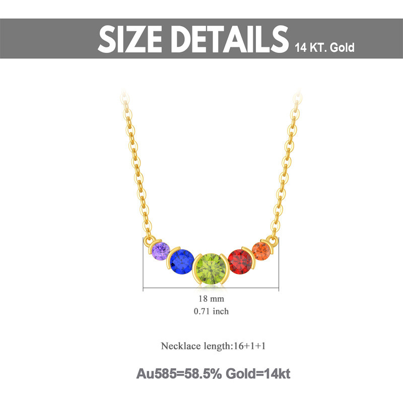 Collar con colgante de piedra natal personalizado de circonita cúbica en oro de 14 quilates-5