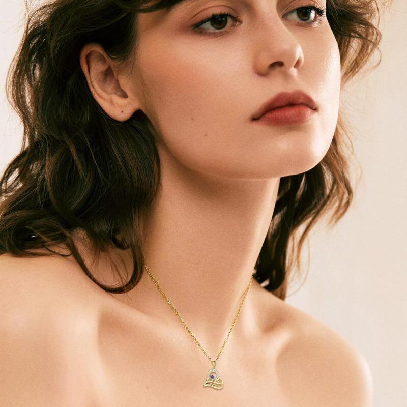 14K Gold Personalized Birthstone and Classic Name Pendant Necklace-2