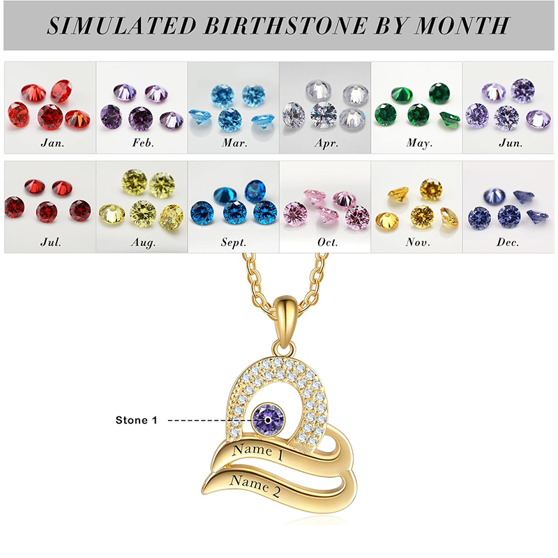 14K Gold Personalized Birthstone and Classic Name Pendant Necklace-4