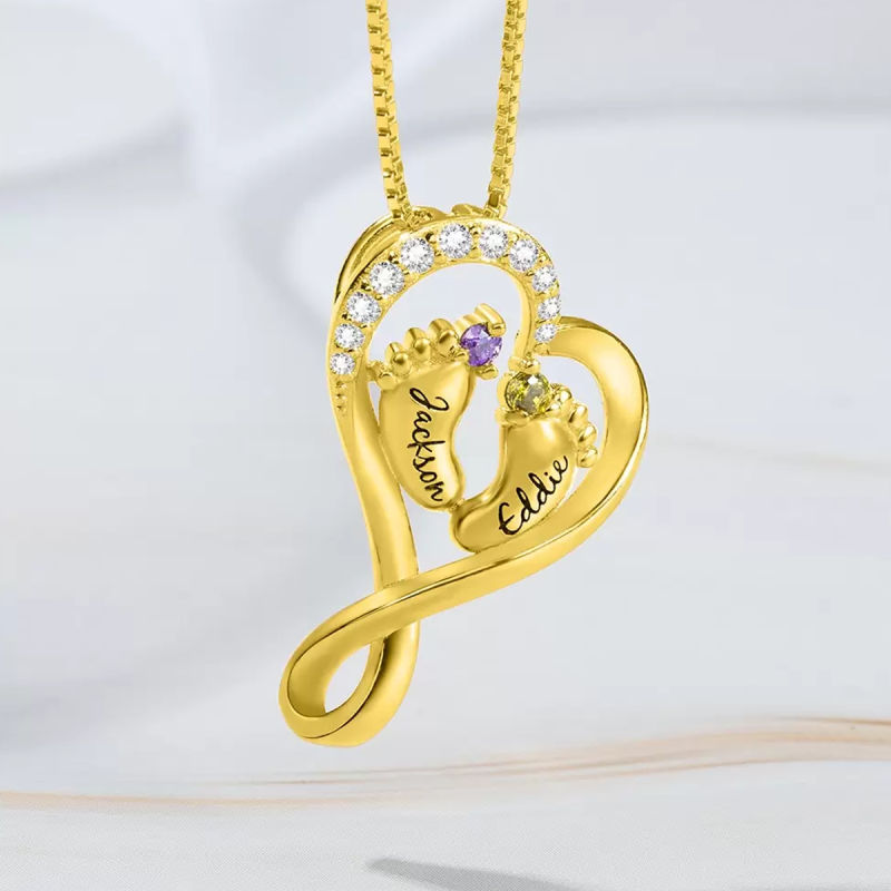 Personalisierte Geburtsstein-Namenskette aus 14-karätigem Gold für Damen-2