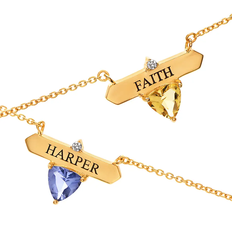 14K Gold Personalized Classic Name Necklace With Birthstone for Women-2
